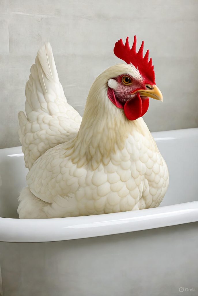 élever des poules en appartement poulet dans une baignoire